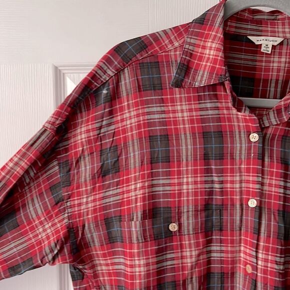 3/$10 Max Studio Plaid Long Sleeve Button Down Shirt | Medium - Picture 6 of 13
